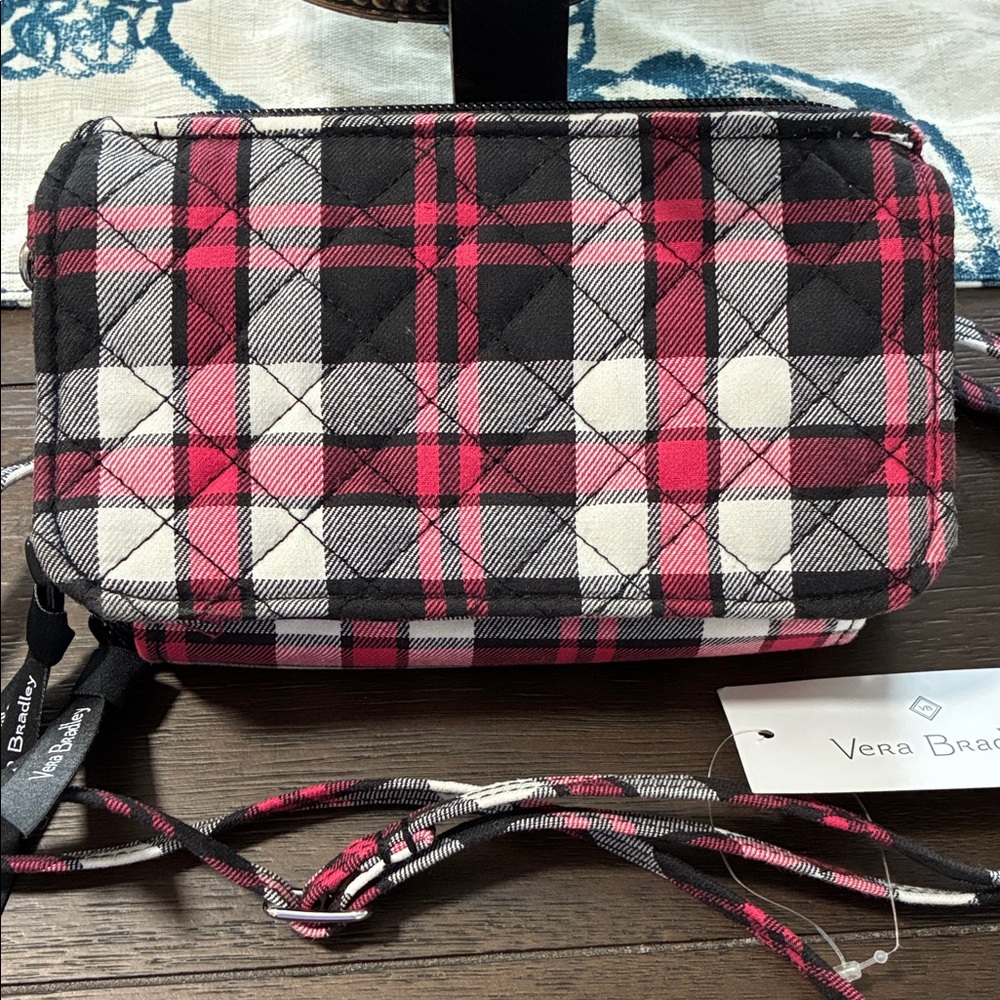 VERA BRADLEY RFID ALL IN ONE CROSSBODY BAG-Red and Black Plaid Women's Bag-NWT!